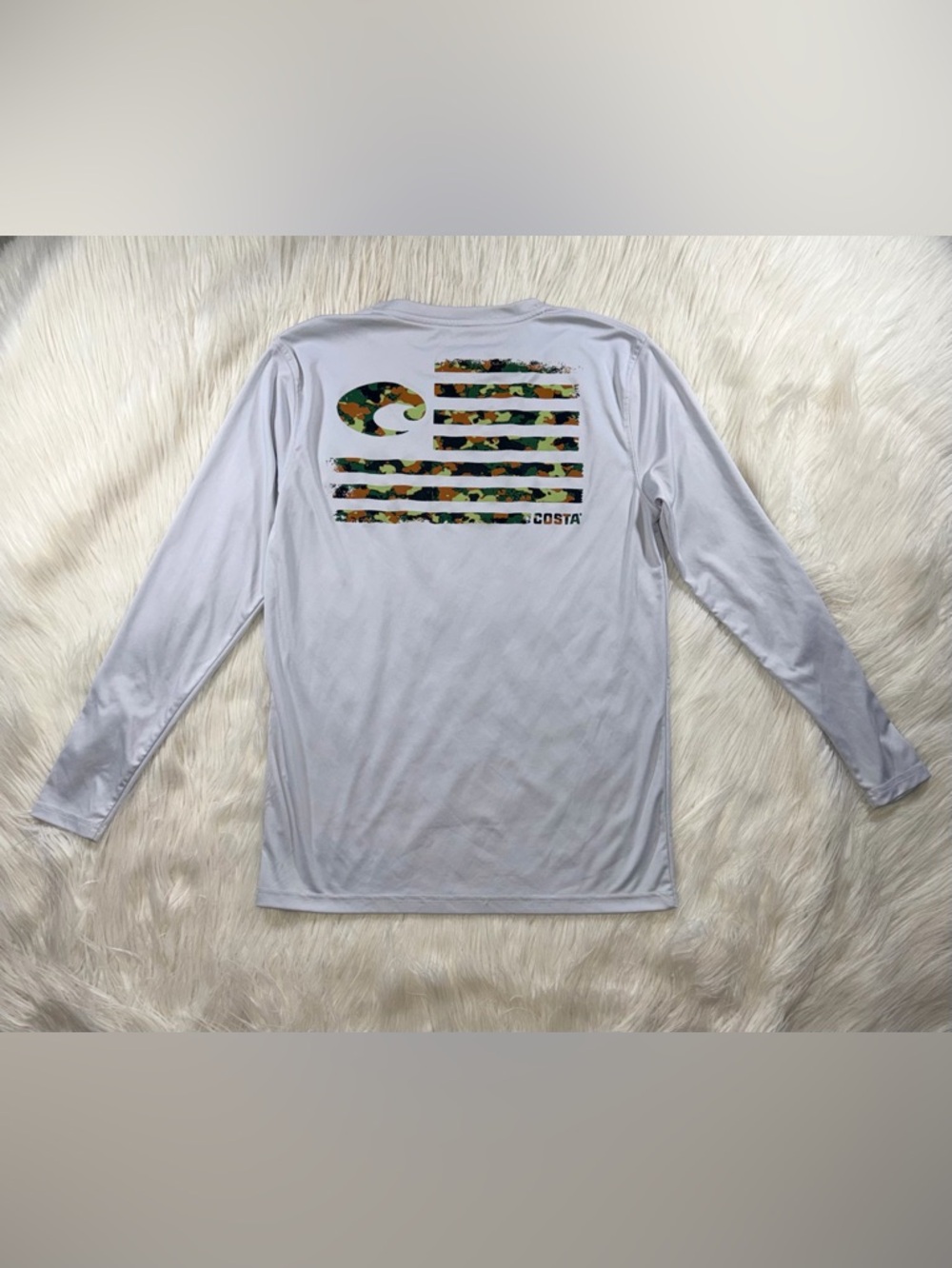 Costa Men’s Small Tech Pride Light Grey Long-Sleeve Performance Tee